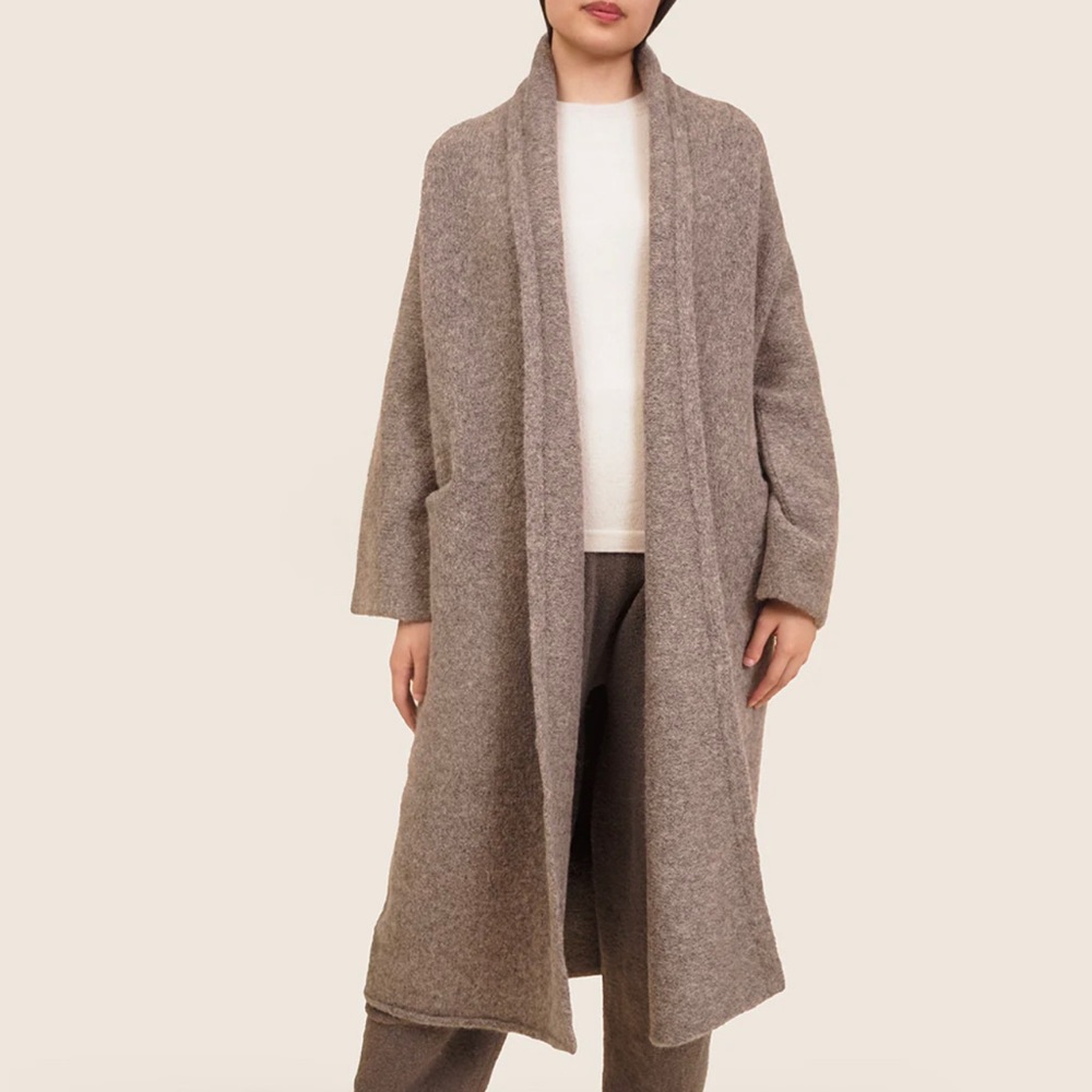 Lauren Manoogian size 2 taupe colored long shawl sweater